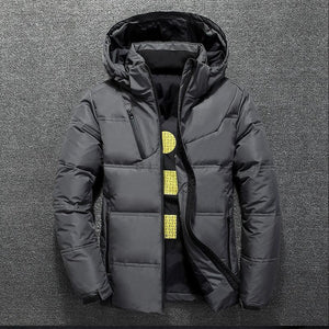 New Modern Red Jacket With Hood Men Winter Warm Solid Color Hooded Unique Design Jackets Elegant Men's Warm Winter Jacket Winter Outdoor Coat Comfortable Jacket