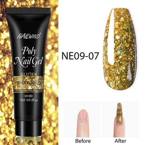 New Poly Nail Polish Gel Extension Glitter Gel Nails Manicure Design UV Reflective Diamond Shine