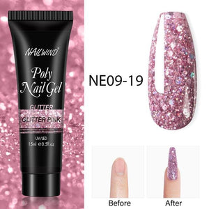 New Poly Nail Polish Gel Extension Glitter Gel Nails Manicure Design UV Reflective Diamond Shine
