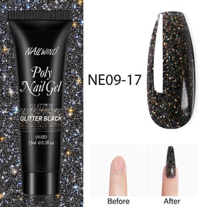 New Poly Nail Polish Gel Extension Glitter Gel Nails Manicure Design UV Reflective Diamond Shine