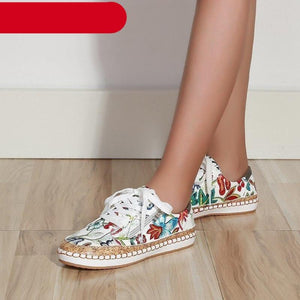 New Popular Womens Shoes Colorful Beautiful Flower Printing Shoes Lace-up Flat Women's Casual Womens Sneakers High-Quality Women's White Sports Casual Couple Shoes Summer Trainers Walking Sneakers