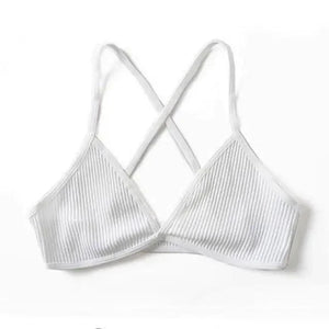 New Soft Comfortable Cotton Bras For Women Thin French Style Bras Deep V Triangle Cup Cross Beauty Back Bra Small size