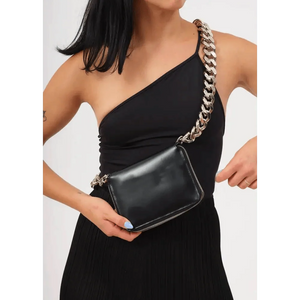 New Sparkling Thick Metal Chain Shoulder Bag Bike Wallet, Mini Bag, Coin Purse. Fashionable Women Pack Leather Crossbody Bags