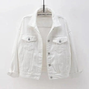 New Stunning Women's Plus Size Denim Jacket Spring Autumn Short Coat Pink Jean Jackets Casual Tops Purple Yellow White Loose Outerwear