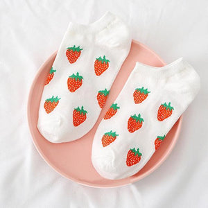 Solid Color Avocado Printed Socks Casual Joker Cotton Short Socks Ladies Fruit Print Concise College Style Breathable Cotton Short Socks For Men And Women