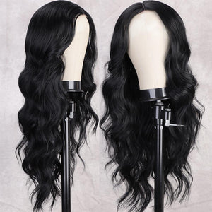 Long Body Wave Black Wig Synthetic Wigs for Black Women Middle Part Brown Red Pink Purple Cosplay Hair Wigs For Black Women Cosplay Wigs For Women