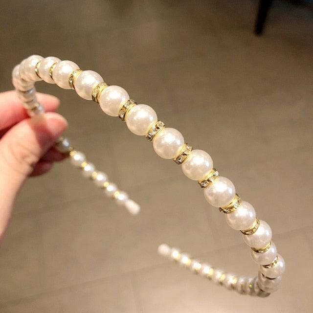 Simulation Pearl Hairbands Women Hair Accessories Korean Handmade Bow Flower Hoops Headband Wedding Ornaments Gorgeous Hair Accessories For Women