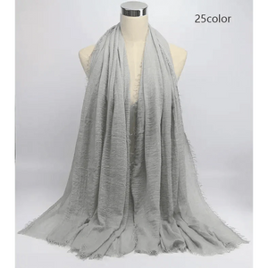 New Stylish Plain Scarf Women Muslim Crinkle Hijab Scarf Female Musulman Soft Cotton Headscarf Islamic Hijab Shawls And Wraps