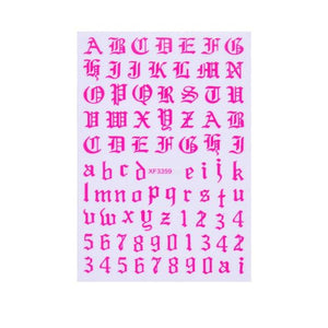 New Super Thin Self-Adhesive  Letter 3d Nail Decal Stickers Manicure Nail Art Decoration Accessories Holographic Old English Character Nail Self-Adhesive Sticker English Font Design Manicure Design Water Sliders Decorations Accessories