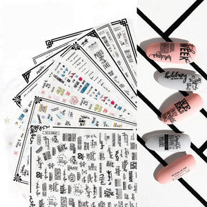 New Super Thin Self-Adhesive  Letter 3d Nail Decal Stickers Manicure Nail Art Decoration Accessories Holographic Old English Character Nail Self-Adhesive Sticker English Font Design Manicure Design Water Sliders Decorations Accessories