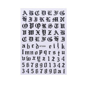 New Super Thin Self-Adhesive  Letter 3d Nail Decal Stickers Manicure Nail Art Decoration Accessories Holographic Old English Character Nail Self-Adhesive Sticker English Font Design Manicure Design Water Sliders Decorations Accessories
