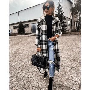 New Trendy Women's Coat Autumn Winter Long Sleeve Red Plaid Jacket Women Lapel Single Breasted Cardigan Coat Turndown Collar Women Coat