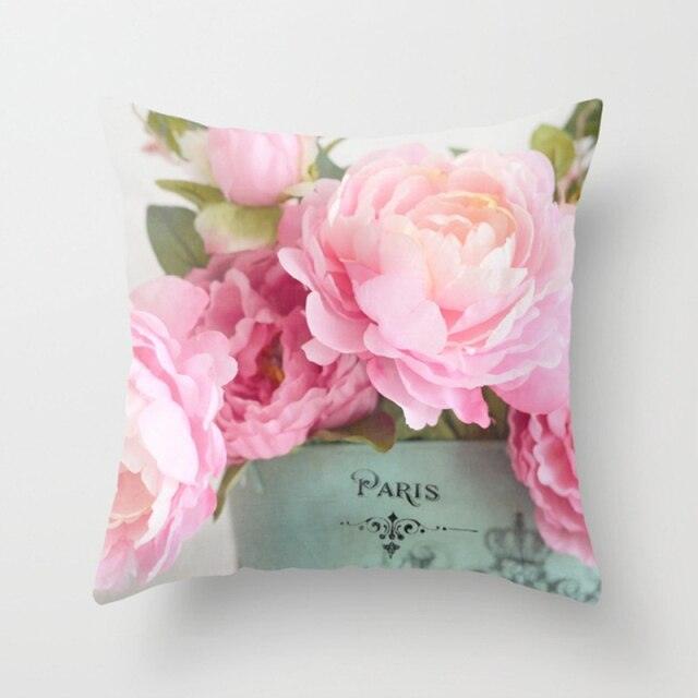 New Velvet Cushion Cover Pillowcase Colorful Flower Cushion Sunflower Rose Mediterranean Pillow Case Decor Sofa Throw Pillows Room 45x45CM