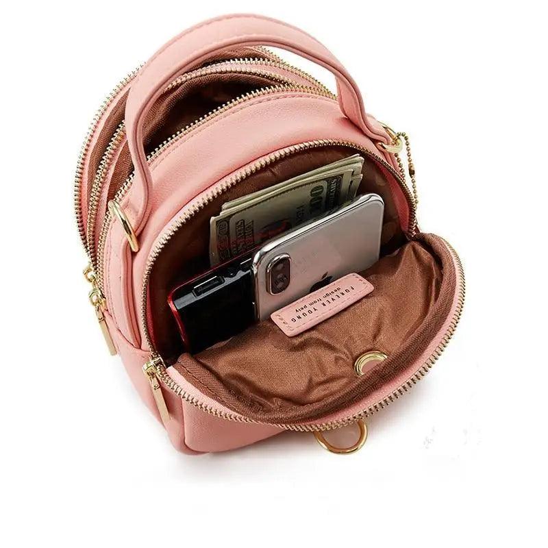 New Versatile Big Capacity 3 Layer Women Backpack Fashionable Small Backpack For Ladies Soft Leather Shoulder Crossbody bag for Female