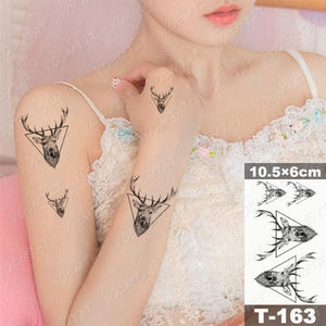 New Waterproof Temporary Tattoo Sticker Deer Animal Flash Tatoo Black Line Body Art Small Decorative Design For Womens Boys