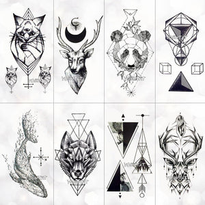 New Waterproof Temporary Tattoo Sticker Deer Animal Flash Tatoo Black Line Body Art Small Decorative Design For Womens Boys
