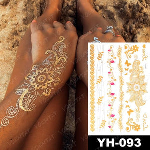New Waterproof Temporary Tattoo Sticker Golden Silver Flower Jewelry Flash Fashion Different Design Tattoos For Womens