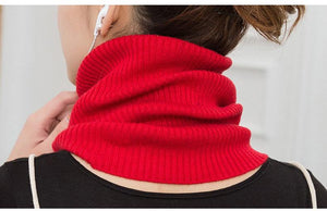 New Winter Autumn Solid Color Soft Cashmere Knit Ring Scarves Neck Warmer Elastic Neck Gaiter Head Wrap Headwear Comfort Collar Female Winter One Loop Scarf For Women