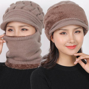 New Winter Balaclava Beanies Mother Hat Women Warm Thick Skellies Riding Outdoor Hats Gorgas Stripes Beanie Cap Mask Scarf Hat Set Outdoor Sport Warm Beanies Hat For Men Knitted Hats Bandana Hiking Camping Kid Neck Warmer Cap