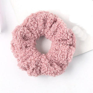 New Women Cute Teddy Velvet Scrunchies Elastic Hair Band Faux Fur Hair Rope Girl's Hair Tie Accessories Ponytail Holder Accessories for Women And Girls