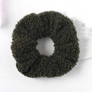 New Women Cute Teddy Velvet Scrunchies Elastic Hair Band Faux Fur Hair Rope Girl's Hair Tie Accessories Ponytail Holder Accessories for Women And Girls