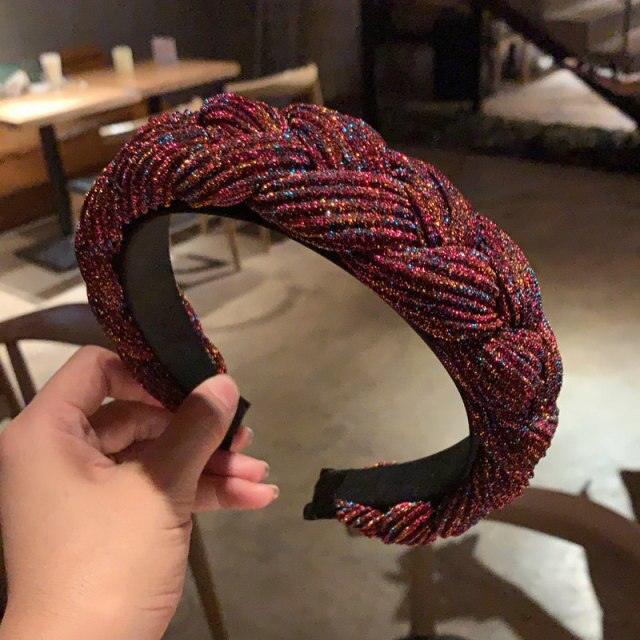 New Women Hairband Cross Knot Braid Twist Headband Adult Autumn Winter Shiny Color Headwear Wide Side Turban Gorgeous Hair Accessories For Women