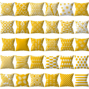 New Yellow Cushion Cases Modern Fashion Abstract Art Decorative Modern Pillow Covers Beautiful Pattern Square Pillow Case Sofa Car Couch Decorative Cover For Pillows 45x45CM