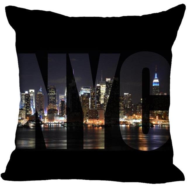 New York Pillow Cover Square Cushion Cover Christmas Zippered Pillow Case for Sofa Bed Home Decor 40*40cm,45*45cm(One Side)