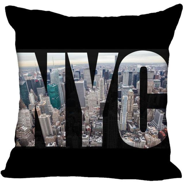 New York Pillow Cover Square Cushion Cover Christmas Zippered Pillow Case for Sofa Bed Home Decor 40*40cm,45*45cm(One Side)
