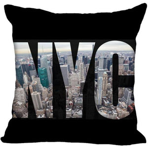 New York Pillow Cover Square Cushion Cover Christmas Zippered Pillow Case for Sofa Bed Home Decor 40*40cm,45*45cm(One Side)