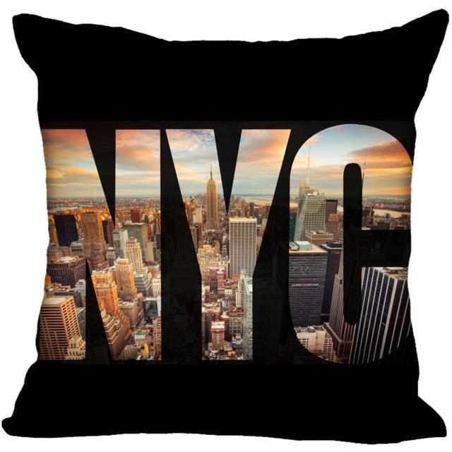 New York Pillow Cover Square Cushion Cover Christmas Zippered Pillow Case for Sofa Bed Home Decor 40*40cm,45*45cm(One Side)
