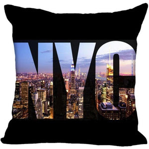 New York Pillow Cover Square Cushion Cover Christmas Zippered Pillow Case for Sofa Bed Home Decor 40*40cm,45*45cm(One Side)