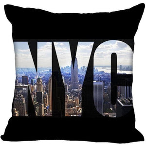 New York Pillow Cover Square Cushion Cover Christmas Zippered Pillow Case for Sofa Bed Home Decor 40*40cm,45*45cm(One Side)
