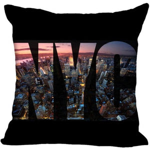 New York Pillow Cover Square Cushion Cover Christmas Zippered Pillow Case for Sofa Bed Home Decor 40*40cm,45*45cm(One Side)