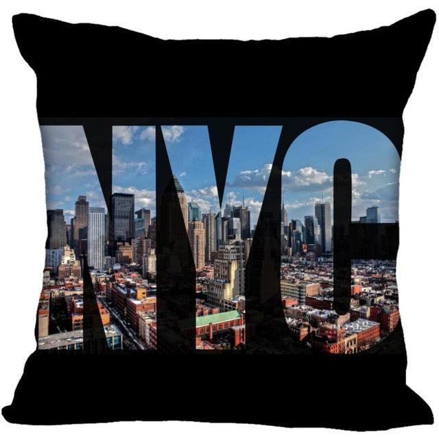New York Pillow Cover Square Cushion Cover Christmas Zippered Pillow Case for Sofa Bed Home Decor 40*40cm,45*45cm(One Side)