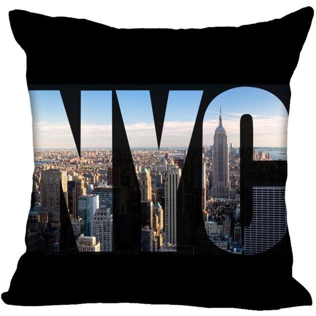 New York Pillow Cover Square Cushion Cover Christmas Zippered Pillow Case for Sofa Bed Home Decor 40*40cm,45*45cm(One Side)