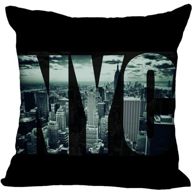New York Pillow Cover Square Cushion Cover Christmas Zippered Pillow Case for Sofa Bed Home Decor 40*40cm,45*45cm(One Side)