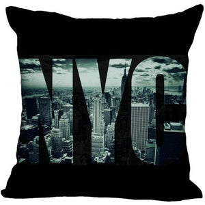 New York Pillow Cover Square Cushion Cover Christmas Zippered Pillow Case for Sofa Bed Home Decor 40*40cm,45*45cm(One Side)