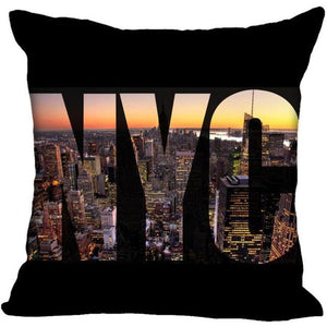 New York Pillow Cover Square Cushion Cover Christmas Zippered Pillow Case for Sofa Bed Home Decor 40*40cm,45*45cm(One Side)