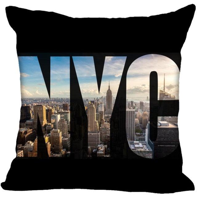 New York Pillow Cover Square Cushion Cover Christmas Zippered Pillow Case for Sofa Bed Home Decor 40*40cm,45*45cm(One Side)