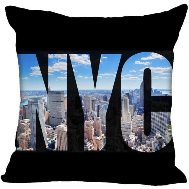 New York Pillow Cover Square Cushion Cover Christmas Zippered Pillow Case for Sofa Bed Home Decor 40*40cm,45*45cm(One Side)