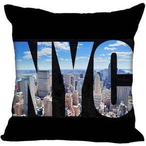 New York Pillow Cover Square Cushion Cover Christmas Zippered Pillow Case for Sofa Bed Home Decor 40*40cm,45*45cm(One Side)