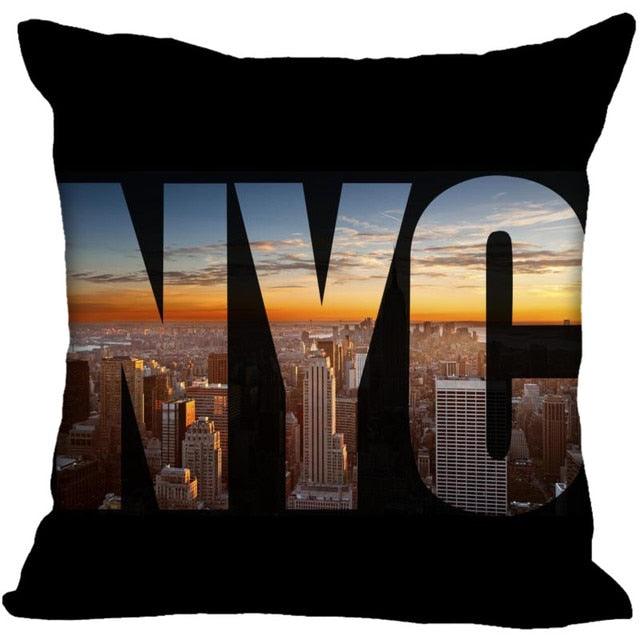 New York Pillow Cover Square Cushion Cover Christmas Zippered Pillow Case for Sofa Bed Home Decor 40*40cm,45*45cm(One Side)