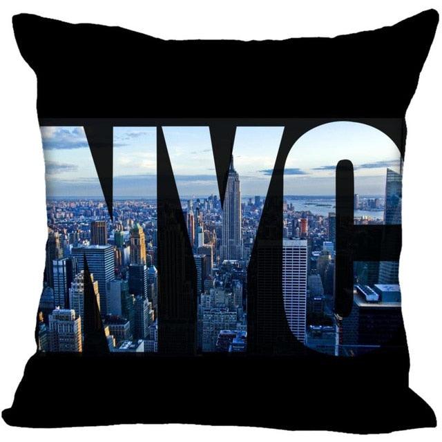 New York Pillow Cover Square Cushion Cover Christmas Zippered Pillow Case for Sofa Bed Home Decor 40*40cm,45*45cm(One Side)