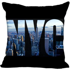 New York Pillow Cover Square Cushion Cover Christmas Zippered Pillow Case for Sofa Bed Home Decor 40*40cm,45*45cm(One Side)