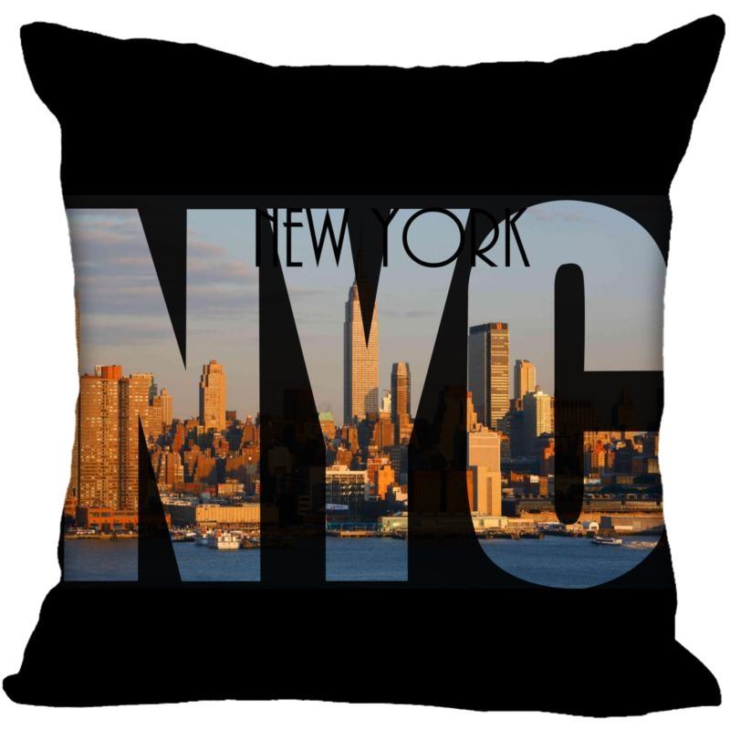 New York Pillow Cover Square Cushion Cover Christmas Zippered Pillow Case for Sofa Bed Home Decor 40*40cm,45*45cm(One Side)