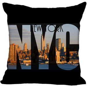 New York Pillow Cover Square Cushion Cover Christmas Zippered Pillow Case for Sofa Bed Home Decor 40*40cm,45*45cm(One Side)