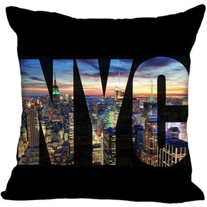 New York Pillow Cover Square Cushion Cover Christmas Zippered Pillow Case for Sofa Bed Home Decor 40*40cm,45*45cm(One Side)