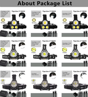 Newest  Waterproof XHP199 16-Core Super Bright Powerful Lantern Headlamp XHP110 LED USB  Flashlight XHP50 Headlight Rechargeable 18650 Zoom Torch Light