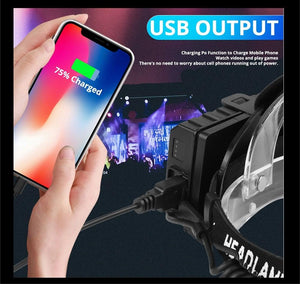 Newest  Waterproof XHP199 16-Core Super Bright Powerful Lantern Headlamp XHP110 LED USB  Flashlight XHP50 Headlight Rechargeable 18650 Zoom Torch Light